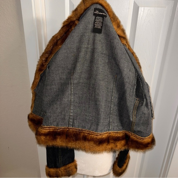 No Boundaries Vintage Y2K 90s Mobwife Faux Fur Denim Preppy Jacket - Picture 7 of 8
